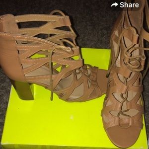 Tan Open Toe Heels